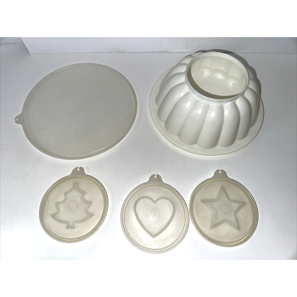 VINTAGE TUPPERWARE JEL-N-SERVE JELLO MOLD w/SEALS LID &‎ PLATTER